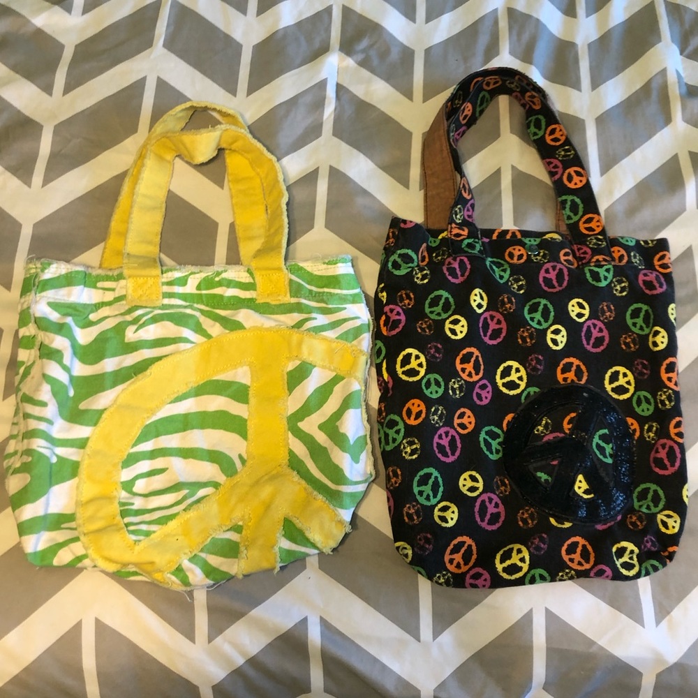 Set of peace sign tote/shoulder bags